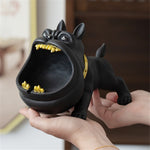 Black Bulldog Figurine Storage Decor