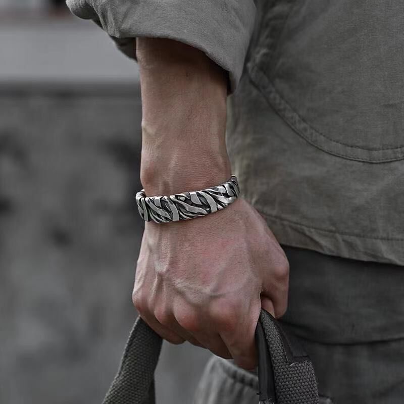 Stainless Steel Retro Open Cuff Bracelet