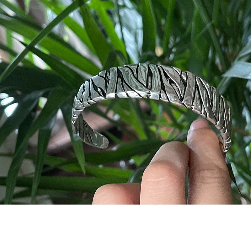 Stainless Steel Retro Open Cuff Bracelet