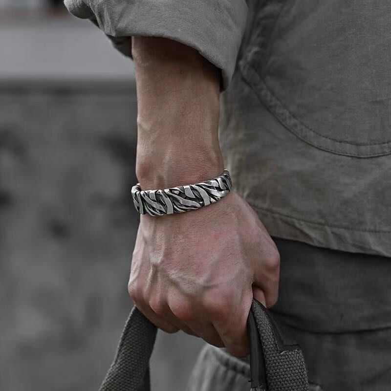 Stainless Steel Retro Open Cuff Bracelet