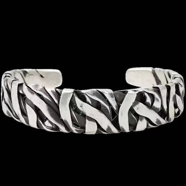 Stainless Steel Retro Open Cuff Bracelet