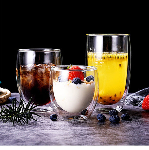 Heat Resistant Transparent Double Wall Glass Cup