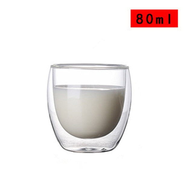HOTYA 200ml Double Wall Insulated Glass Cup Irregular Wave Heat Resistant  Thermo Coffee Water Mug Clear Drinking Glasses