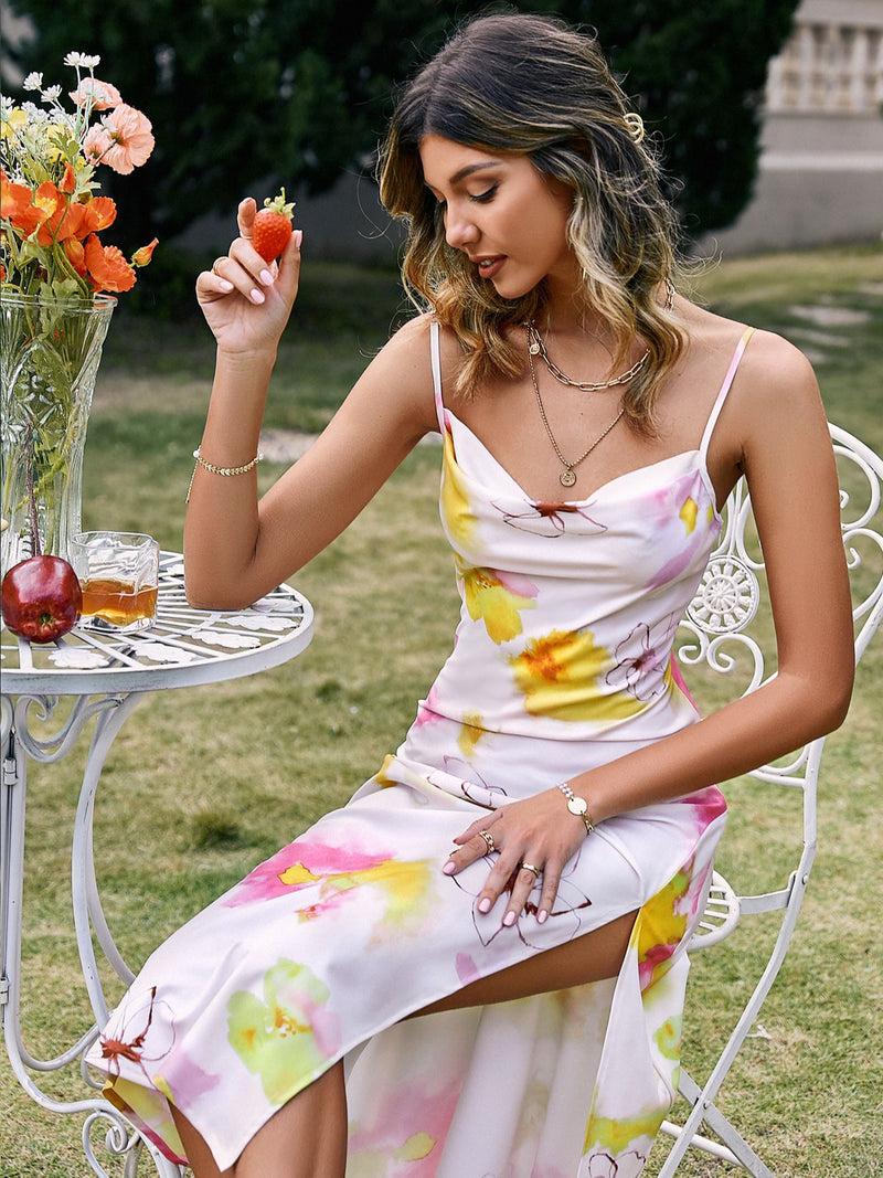 Women's Spaghetti Straps Floral Dress