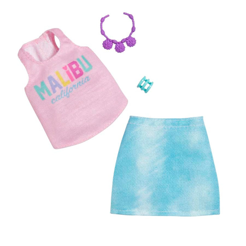 Barbie Fashion Pack, Doll Clothes, Malibu Tank, Skirt, Necklace, Bracelet