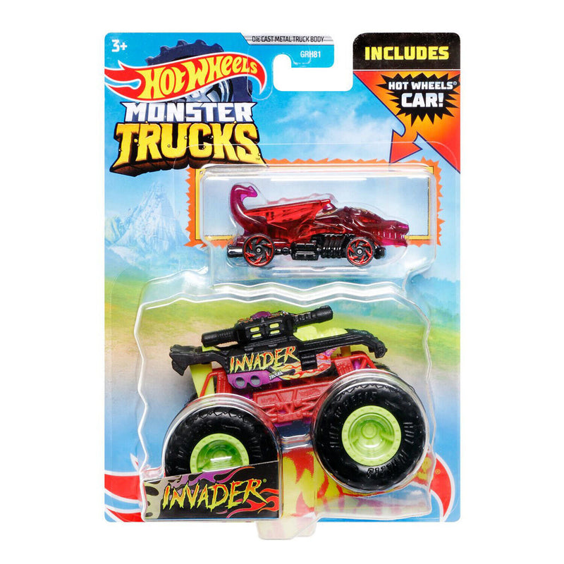 Hot Wheels Monster Trucks 1:64 Scale Invader Black/Red