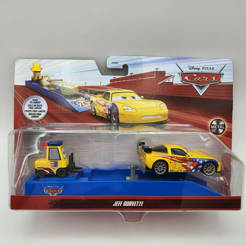 Disney Pixar Cars Die-Cast Vehicle Launcher - Jeff Gorvette - & Lightning Mcqueen