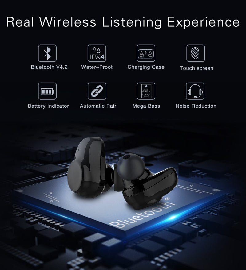 Wireless Earbuds X7 Mini Bluetooth 4.2 Headphones In-Ear Noise Isolating Earphones with Mic Smart Touch Control and Portable Charging Box