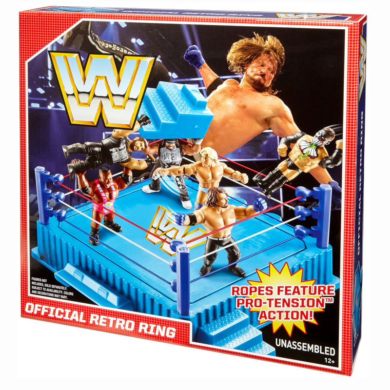 Mattel WWE Official Retro Throwback Wrestling Ring Play Set with Removable Steps